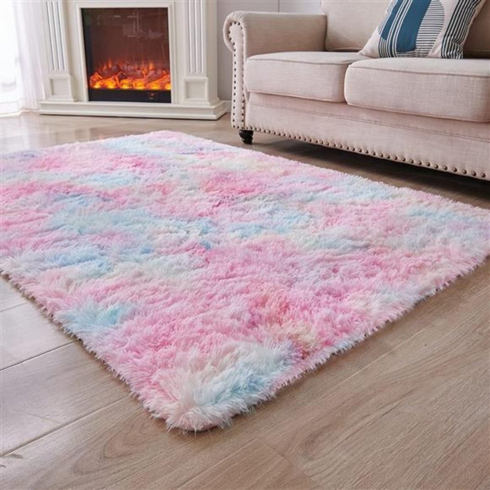 New Rainbow Color Soft Fluffy Area Rug